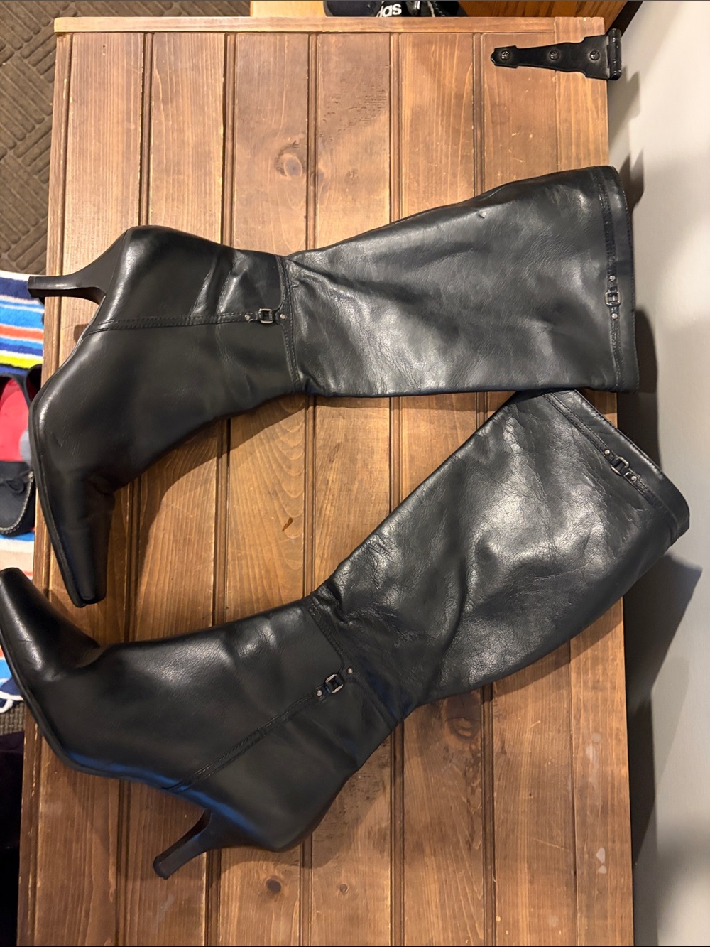 Polo by Ralph Lauren Black Leather Over-the-Knee Stiletto Boots